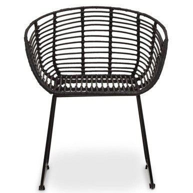 Lagom Black Rattan Chair with Black Metal Frame