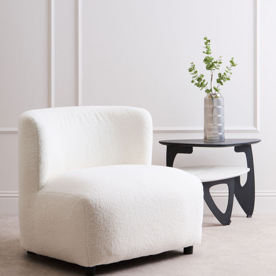 Montreal Ivory Boucle Effect Armless Lounge Chair