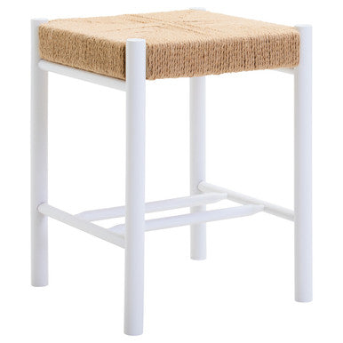 Bandar Natural Rope and White Wood Stool
