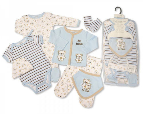 7 Piece Baby Boys Layette Clothing Gift Set Little Teddy Bear by Nursery Time N/B