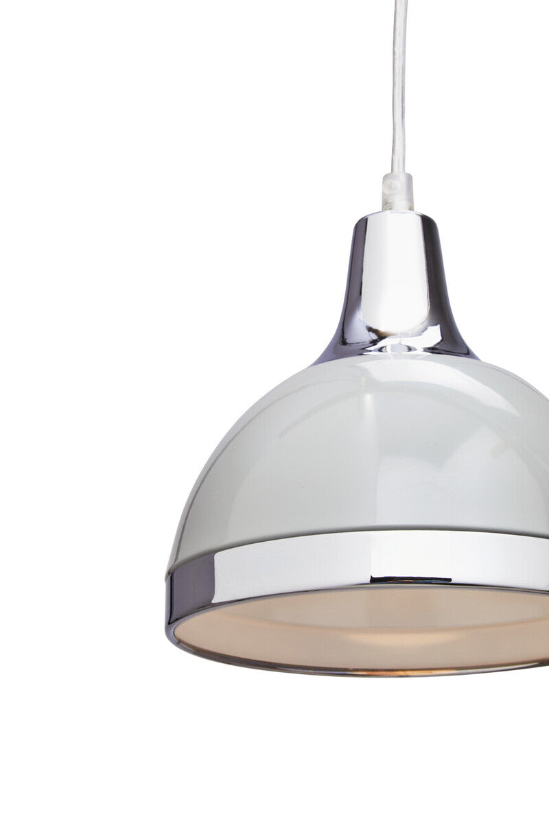 Vermont Three Shutter Grey and Chrome Shade Pendant Light