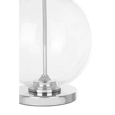 Edna Small Clear Glass Table Lamp with Silver Silk Shade