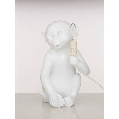 White Finish Monkey Lamp | Boho