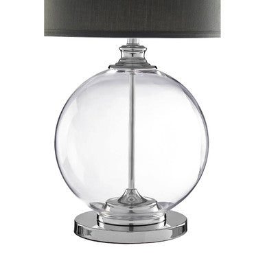 Edna Glass Table Lamp with Grey Linen Shade