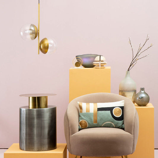 Gold Finish Pendant Light with Two Glass Shades | Revive