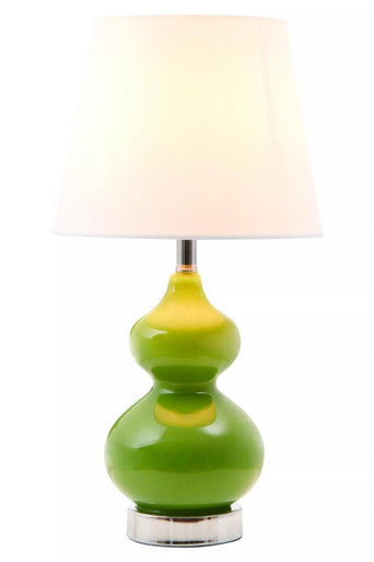 Heidy Green Glass Table Lamp With White Shade
