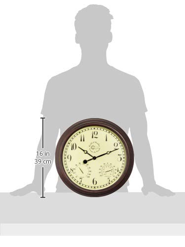 Esschert Design TF008 Gartenuhr, Plastik, Wanduhr, 38.3 x 6.1 x 38.3 cm, White