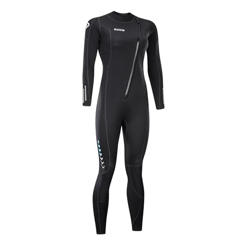 ZCCO Ultra Stretch 3mm Neoprene Wetsuit,Front Zip Full Body Diving Suit,one Piece for Men Women-Snorkeling,Scuba Diving Swimming,Surfing (Women,