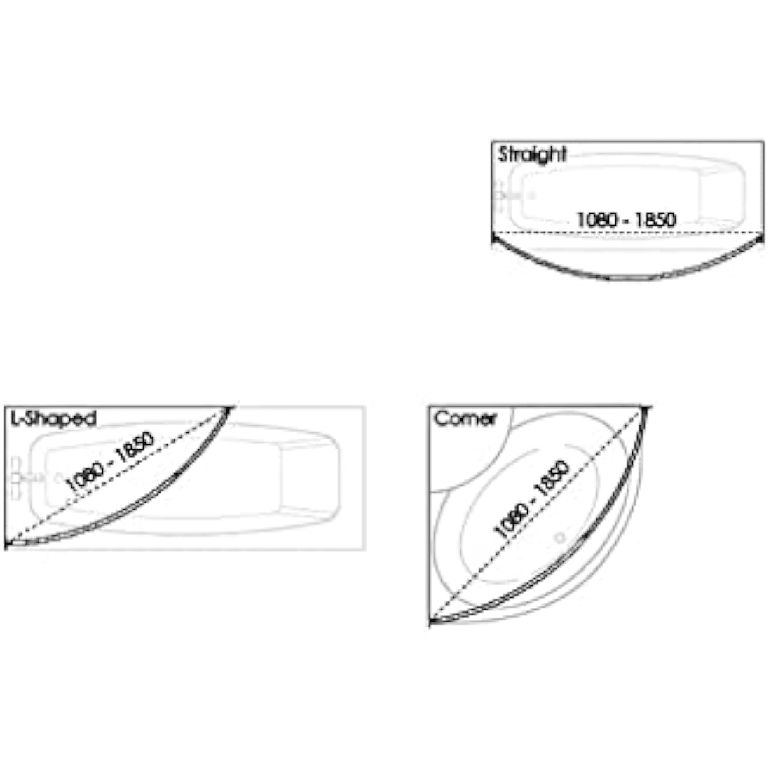 Croydex Stainless Steel Premium Extendable Telescopic Curved Rod, 1080 - 1850mm, Silver