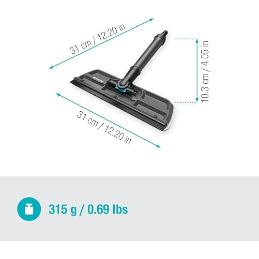GARDENA Cleansystem Window Cleaner: Water-operated window cleaner, wiper with microfleece and squeegee blade, for small and large surfaces, can be connected to water hose (18808-20)