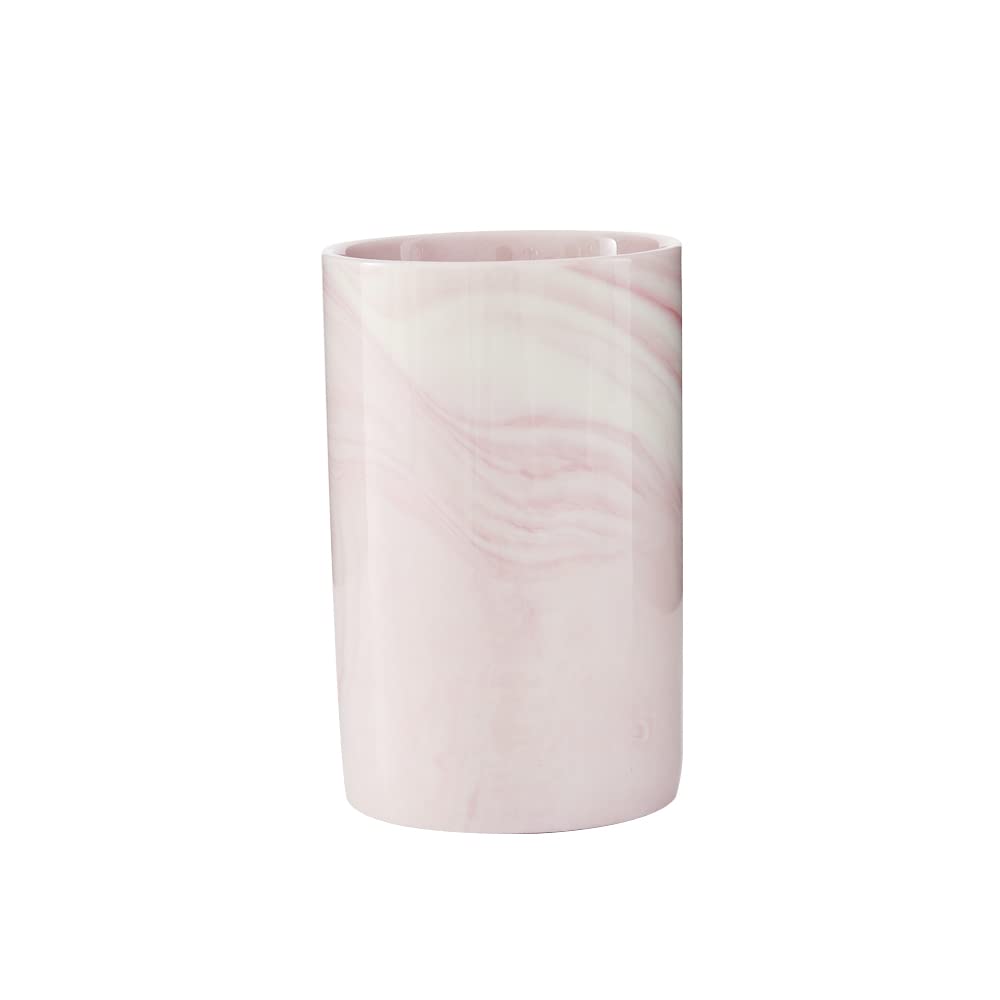 wongwongcat Ceramic Toothbrush Holder, Bathroom Mouthwash Cup, Drinking Mug, Coffee Cups, Marble Pattern Pen Holders, 300ml/Pcs (Pink)