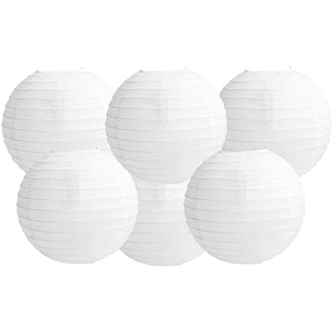 Paper Lanterns Mix Color Packs of 6 Round Paper Lanterns Lampshade Party Decorations (All White, 14" (35 Cm))