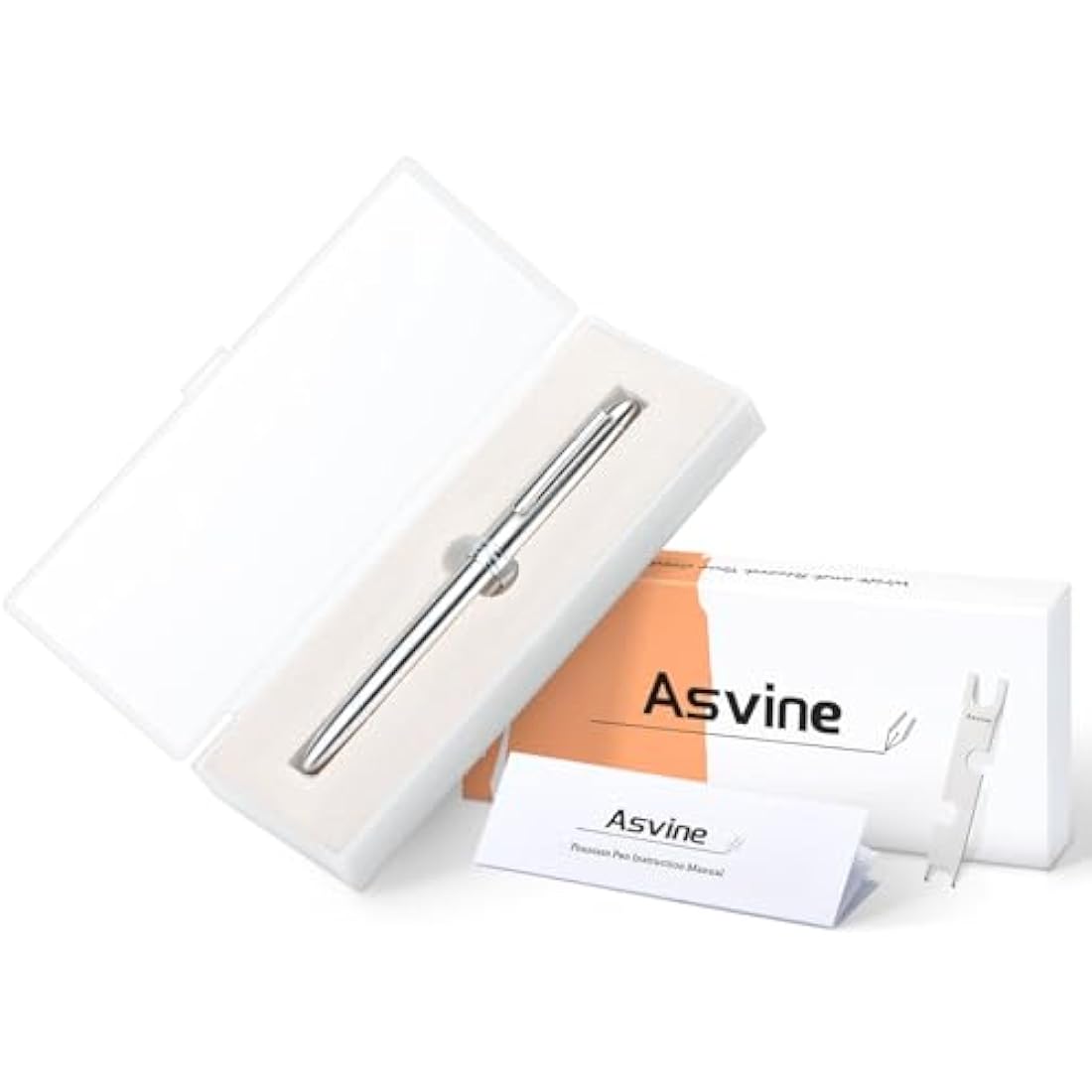 Asvine J16 Solid Titanium Fountain Pen Extra Fine Jowo Nib Piston Filling, Ink Window Design with Wrench and Pen Box