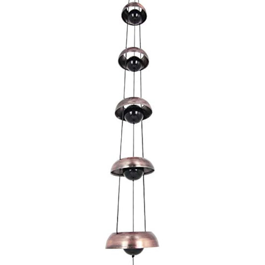 Temple Red Copper Wind Chimes, 3 Bells - Feng Shui Chimes for Garden Outdoor and Porch