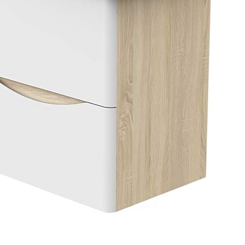 800mm Wall Hung Bathroom Vanity Basin Unit Matt White 2 Soft Close Drawers Bathroom Furniture Set