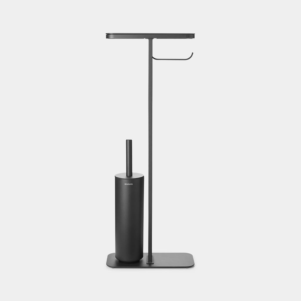 Brabantia - Mindset Toilet Butler - Bathroom Shelf, Toilet Roll Holder and Hygienic Toilet Brush - Corrosion Resistant Steel - Stable and Non-Slip