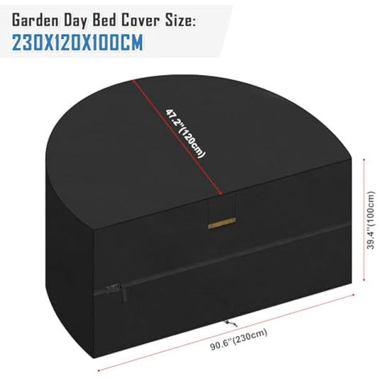 VANSHEIM Outdoor Daybed Cover - Waterproof Garden Furniture Cover - 420D Semi Circle Day Bed - 230x120x100cm