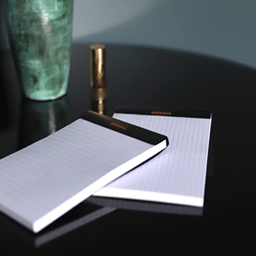 RHODIA 166009C - Stapled Notepad N°16 Black - A5 - Lined - 80 Detachable Sheets - White Clairefontaine Paper 80 g/m² - Coated Card Cover - Pack of 10 pads