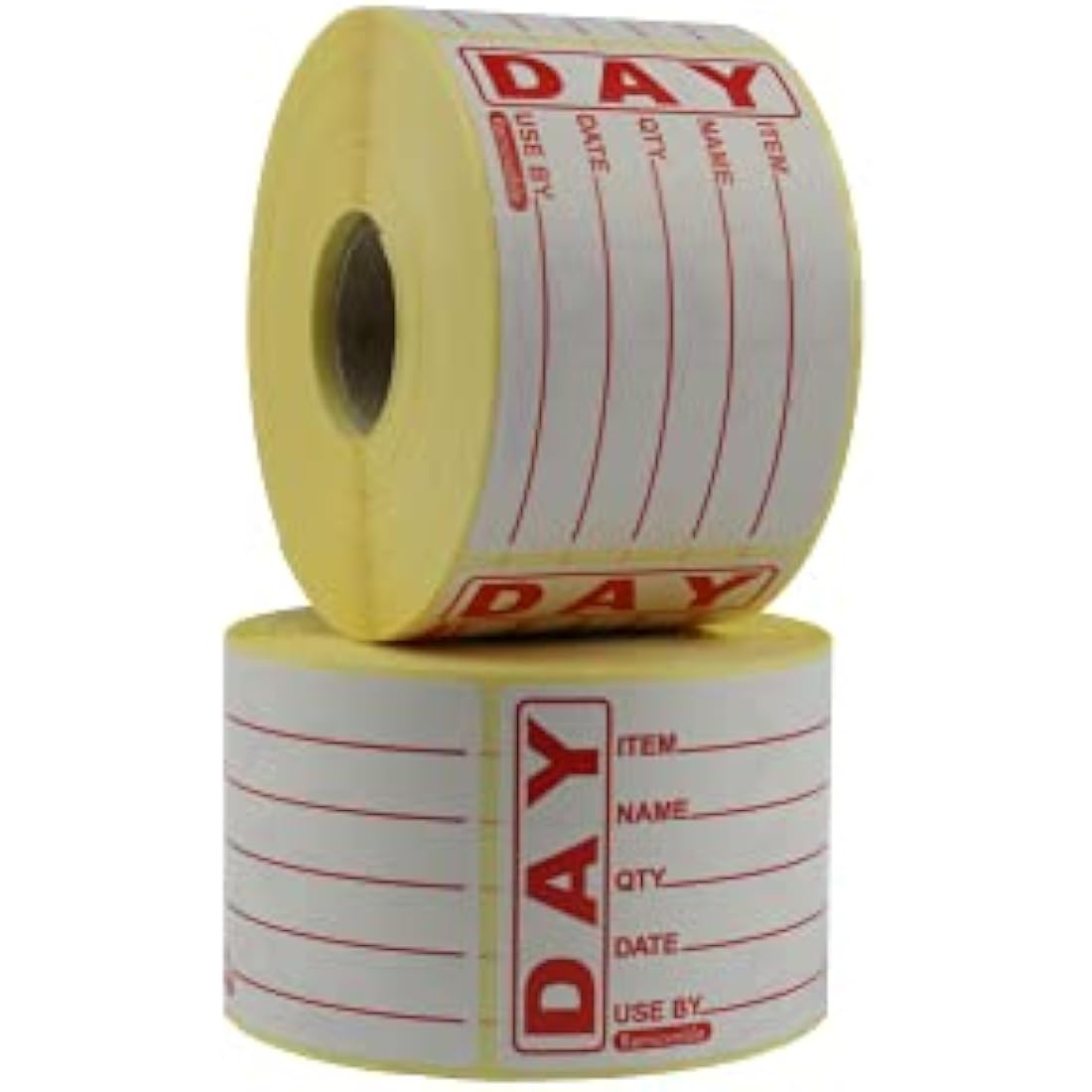 49x74mm Prepped Food Labels - Red Text Removable - Use By Roll - 500 Per Roll - Size: 49 x 75mm (2 Rolls, 1,000 Labels Total)