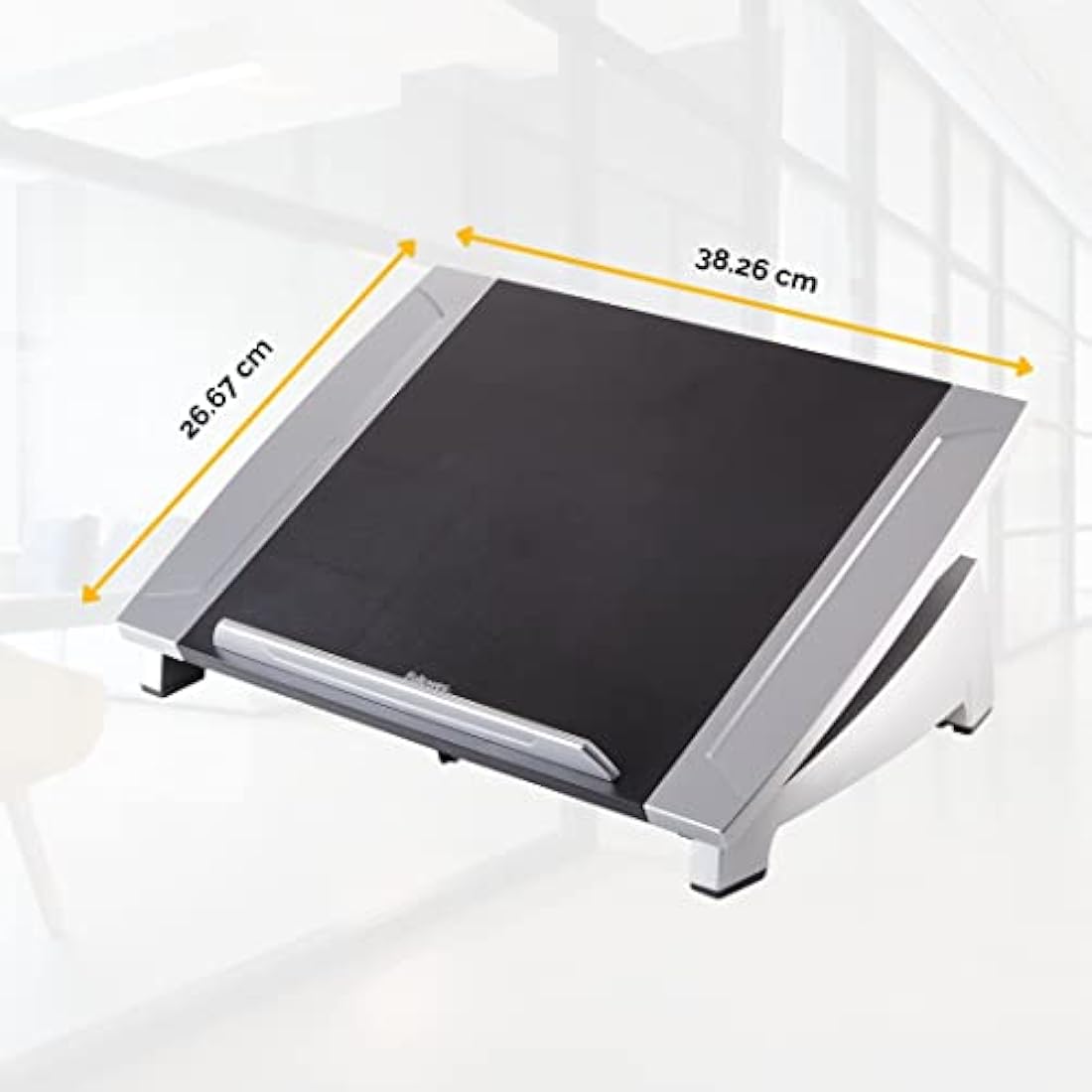 Fellowes Office Suites Laptop Stand for Desk 6 Height Adjustable Portable Laptop Riser for the Home and Office - Max Monitor Size 17", Max Weight 5KG - Black/Silver