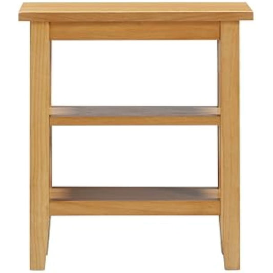 Hallowood Furniture Aston Oak Effect Side Table with 2 Shelves, Wooden Coffee Table, Bedside Storage Small Spaces and Living Rooms, Quick and Easy Assembly