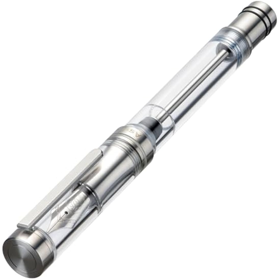 Asvine V200 Titanium Fountain Pen Vacuum Filling, Germany Bock Fine Point Clear Transparent Acrylic Smooth Writing Pen Case