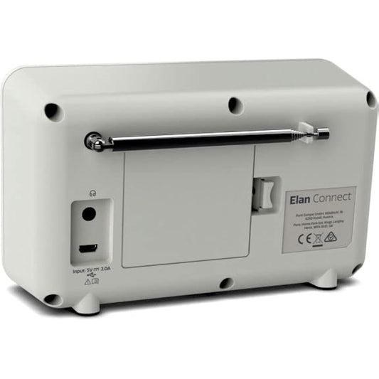 Pure Elan Connect portable DAB+ radio with Bluetooth 5.0 (DAB/DAB+ & FM radio, TFT colour display, 20 station memory, preset buttons, 3.5mm AUX jack, mains and battery powered) Stone Grey