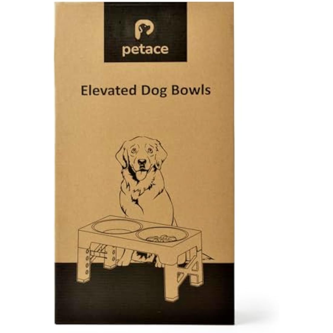 Petace Elevated Dog Bowls for Large Dogs, Raised Dog Bowl Stand with 2 Slow Feeder Bowl & Stainless Steel Dog Bowl, 5 Heights Adjustable for Small Medium Large Pets