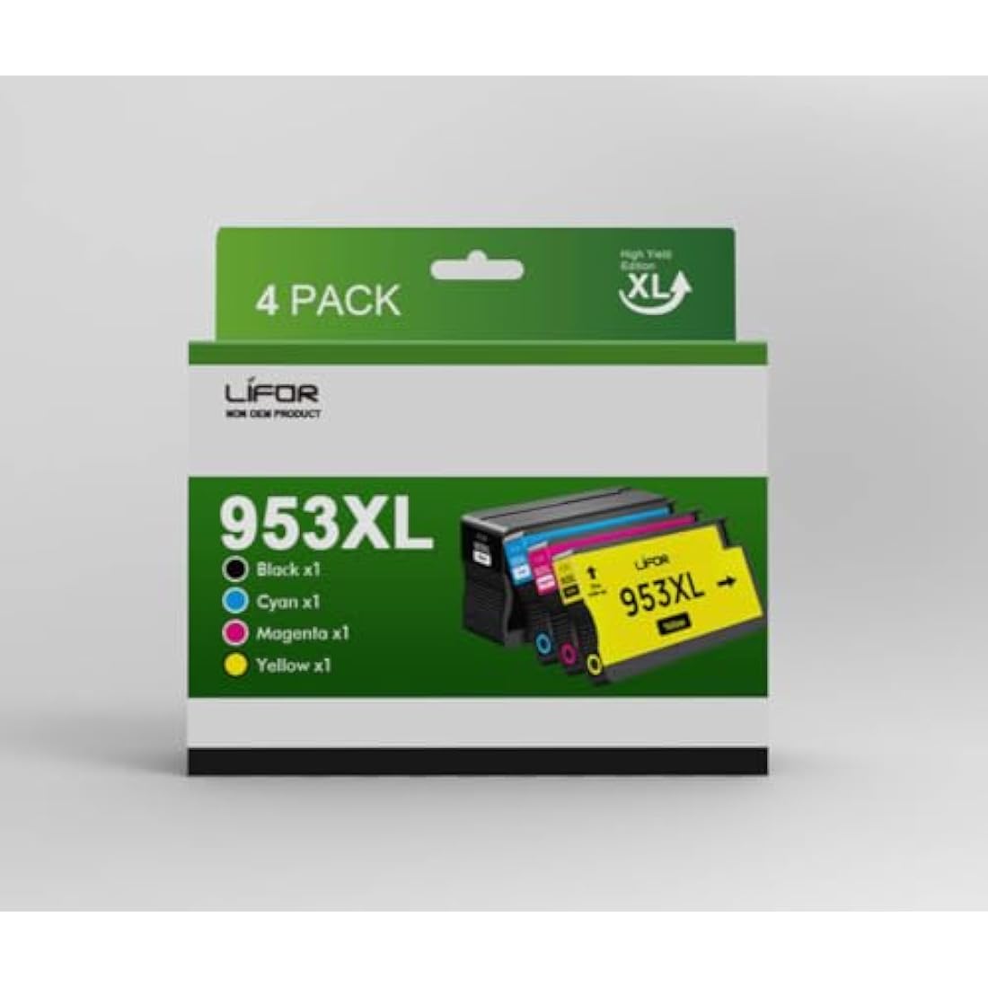 LIFOR 953 XL Ink Cartridges Multipack Compatible for HP 953XL Ink Cartridges Compatible with HP Officejet Pro 7720 7740 7730 8710 8720 8210 8715 8725 8730 (Black Cyan Magenta Yellow)