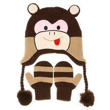 Nuzzles Hat and Mittens - Monkey small