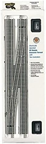 Bachmann Trains - Snap-Fit E-Z TRACK #6 REMOTE CROSSOVER TURNOUT - RIGHT (1/box) - NICKEL SILVER Rail With Gray Roadbed - HO Scale