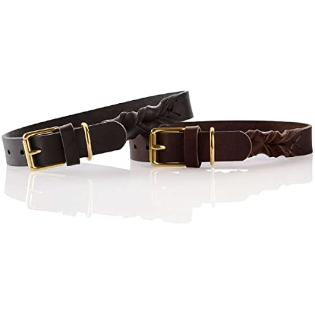 HUNTER Sansibar Solid Dog Collar Leather Heavy Duty Grippy Braided 60 (M-L) Black