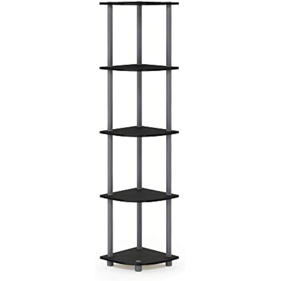 Furinno Turn-N-Tube 5 Tier Corner Display Rack Multipurpose Shelving Unit, Black/Grey