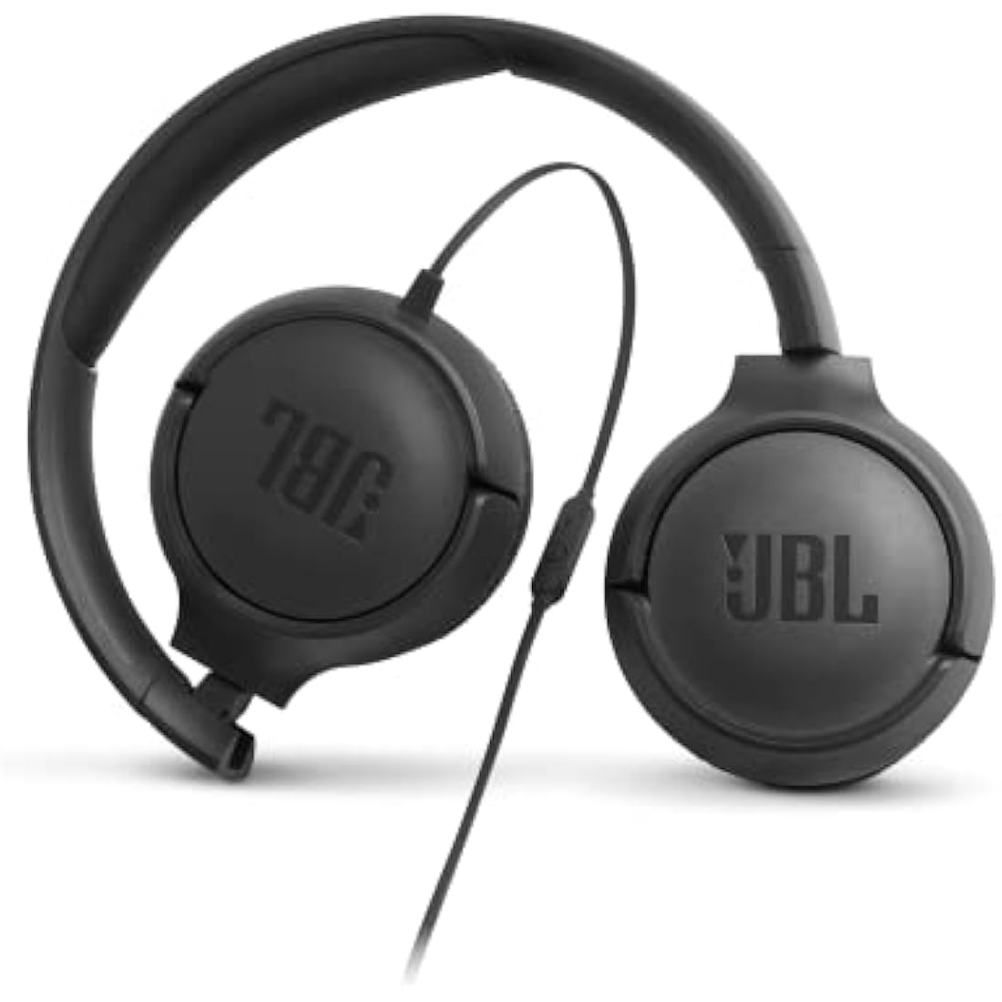 JBL Tune 500 On-Ear Lightweight Foldable Headphones with Pure Bass Sound, 1-Button Remote with Built-In Microphone, Black