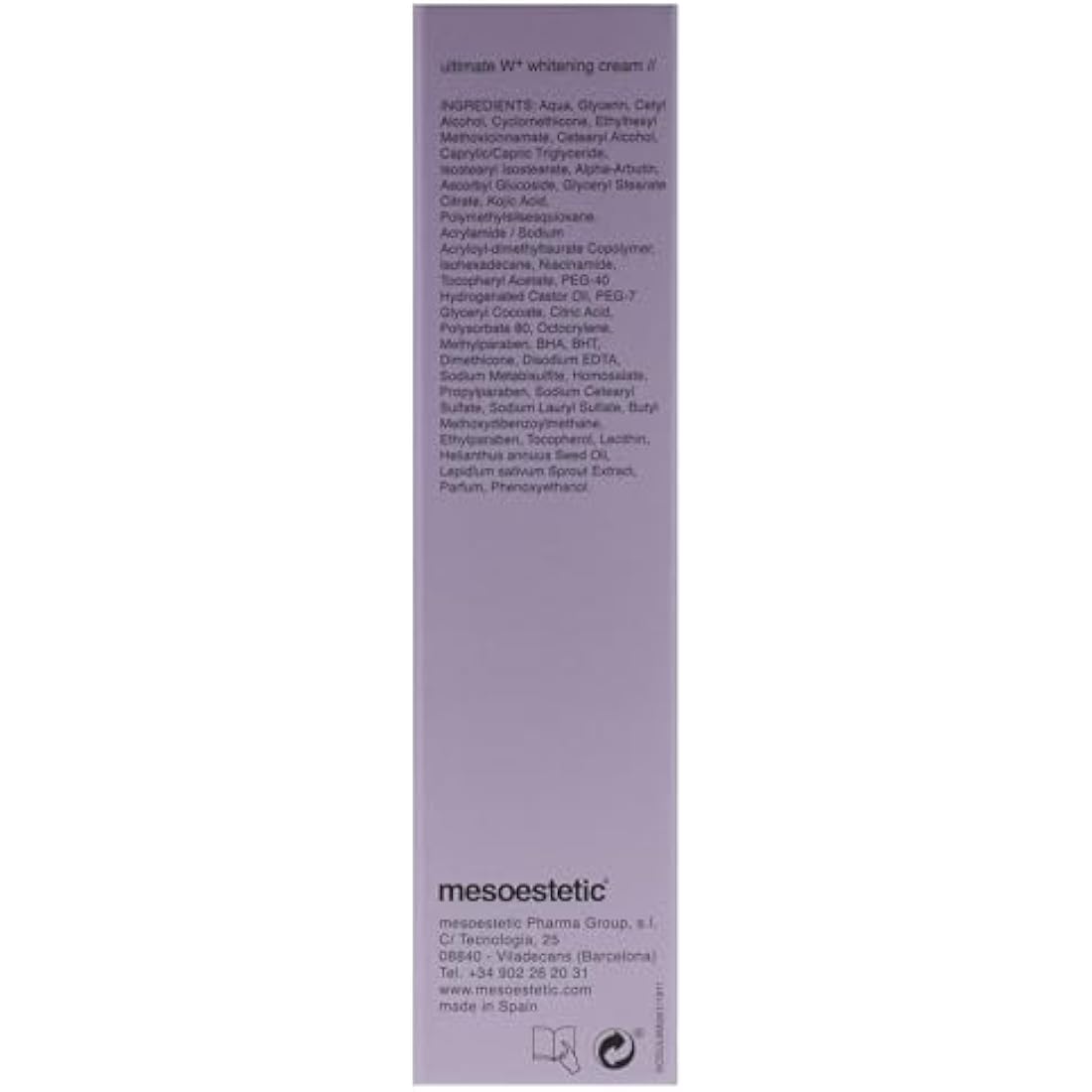 Ultimate W Plus Whitening Cream by Mesoestetic for Unisex - 1.69 oz Cream