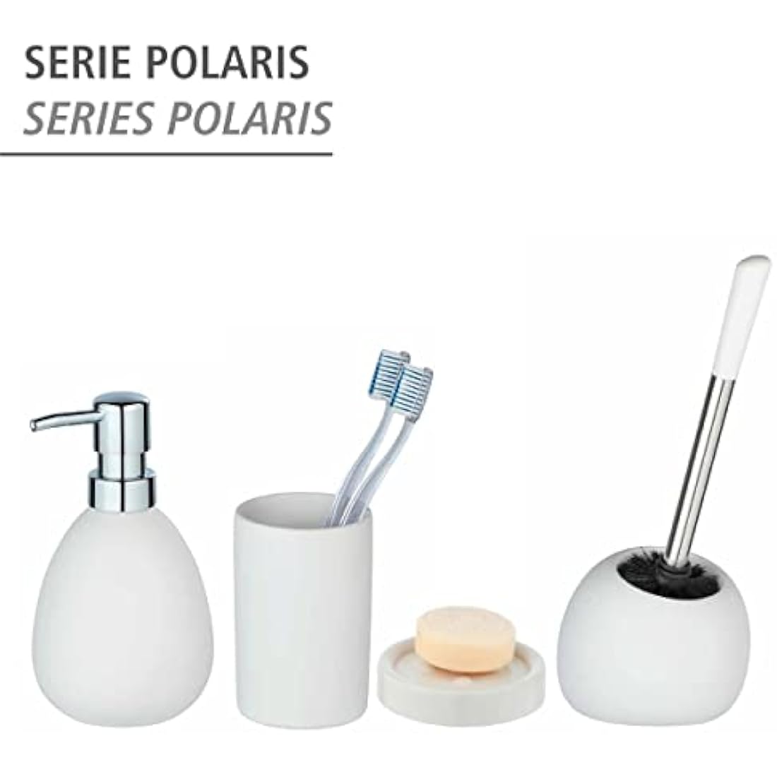 WENKO Polaris soap dispenser matt white ceramic liquid soap dispenser White