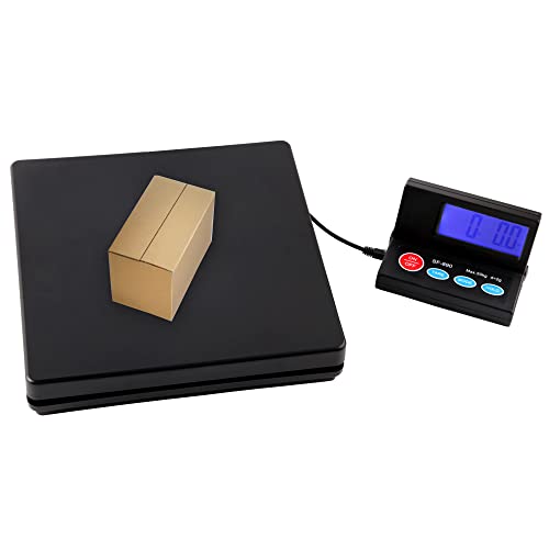 25cm*25cm Black Stainless steel Platform 50KG 110lb / 2g 0.1oz Digital Heavy Duty Large Capacity Weighing Platform Scale for Postal Industrial Commercial Shop Kitchen Letter Parcels Luggage Scales
