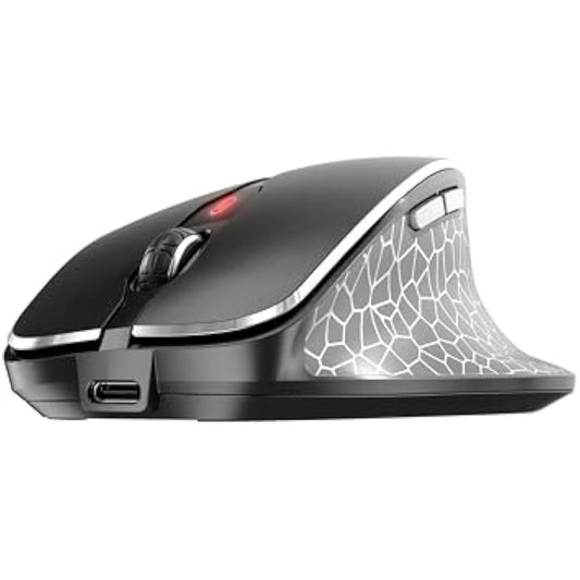 CHERRY MW 8C ERGO, Wireless Mouse with Ergonomic Thumb Rest for Right-Handers, Bluetooth or 2.4 GHz RF Connection, Rechargeable, Black
