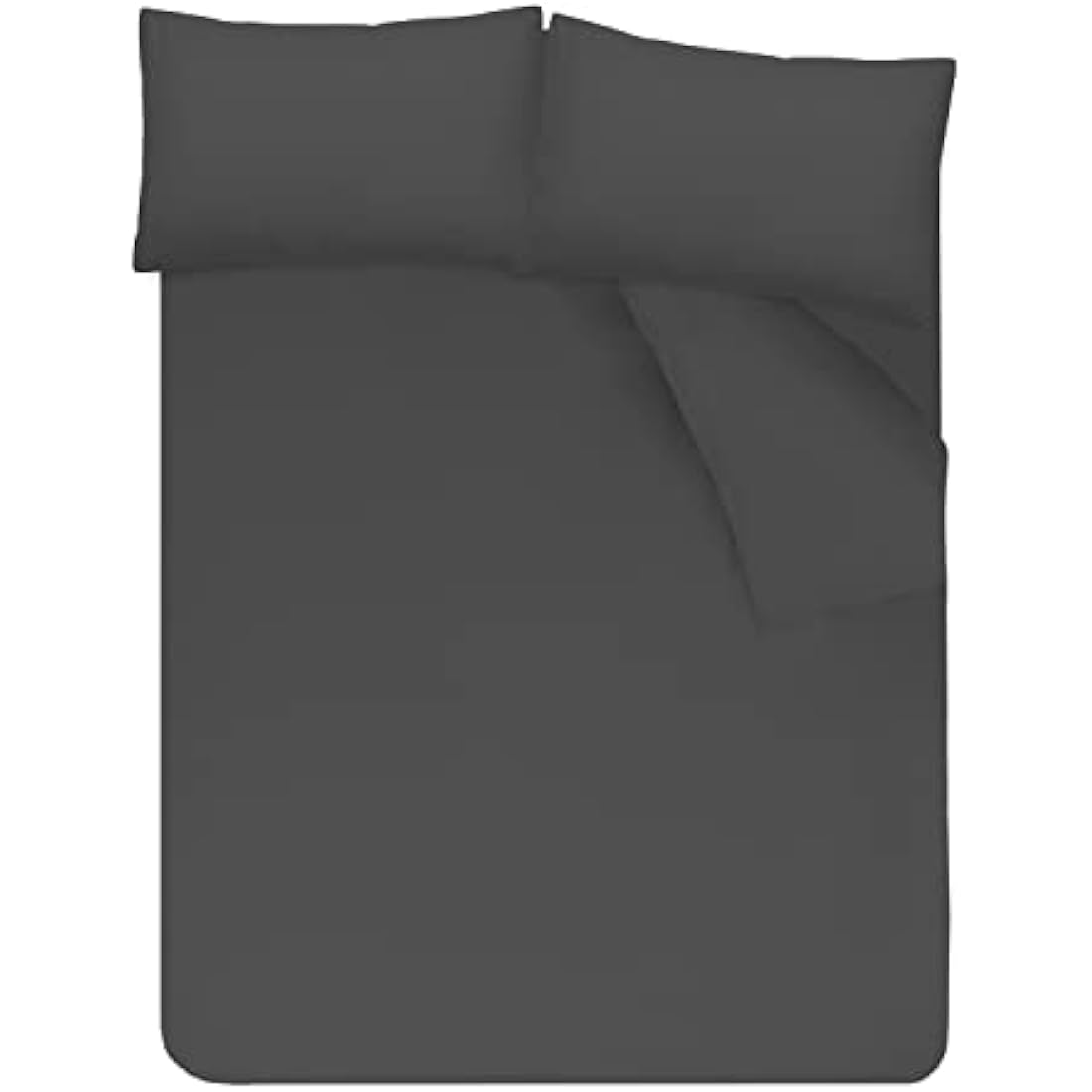 Sleepdown Velvet Cuff Charcoal Grey Panel Band Luxury Soft Cosy Duvet Cover Quilt Bedding Set with Pillowcases - King (220cm x 230cm)