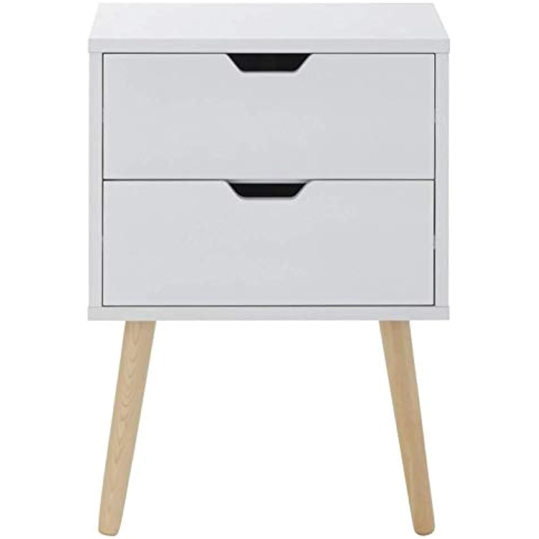 GFW Nyborg Scandinavian Style Side Table With 2 Drawer & Storage Shelf Modern Bedside Cabinet, Quick Easy Assembly, Flat Pack Bedroom Furniture, Wood, White, 30D x 40W x 56H
