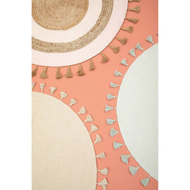 Kids Blue Round Rug with Tassels