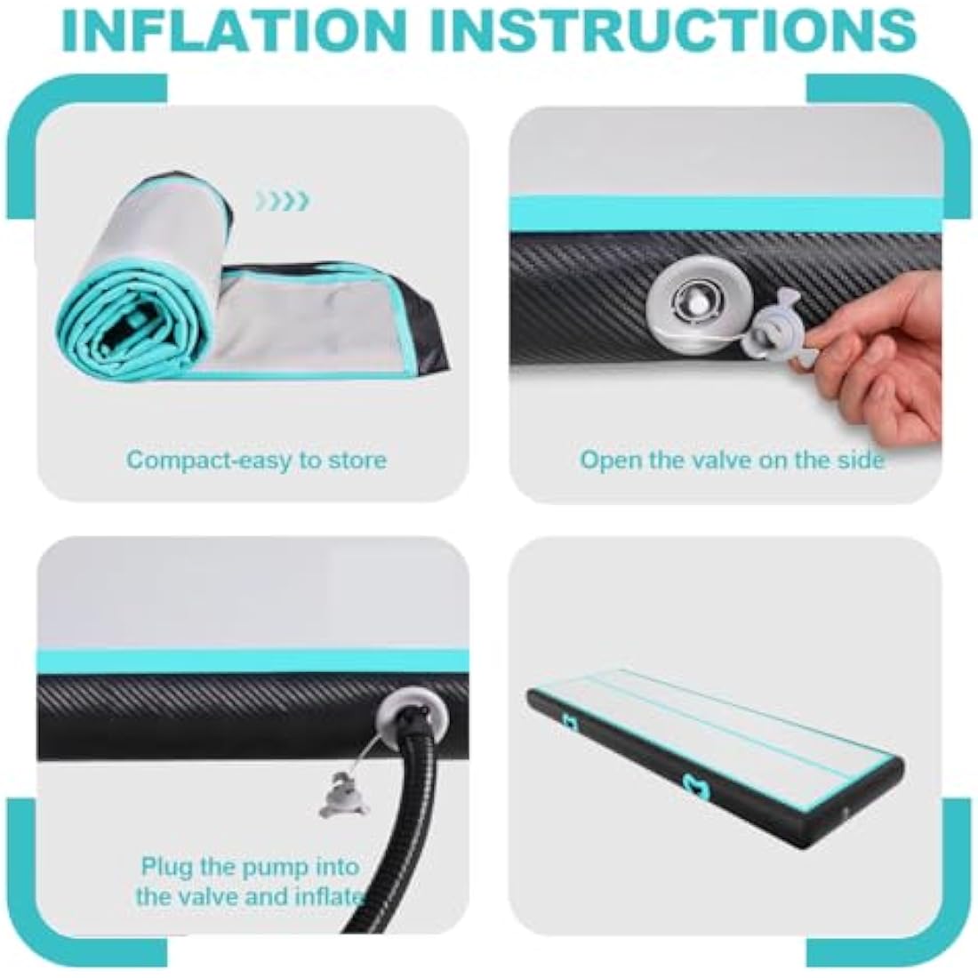 Inflatable Tumbling Gym Mat 10cm/20cm high 2M/3/4M/5M/6M/7M/8M/9M/10M/11M/12M Inflatable Air Gymnastics Mat Training Mats Gymnastics tumbling mat with Air Pump