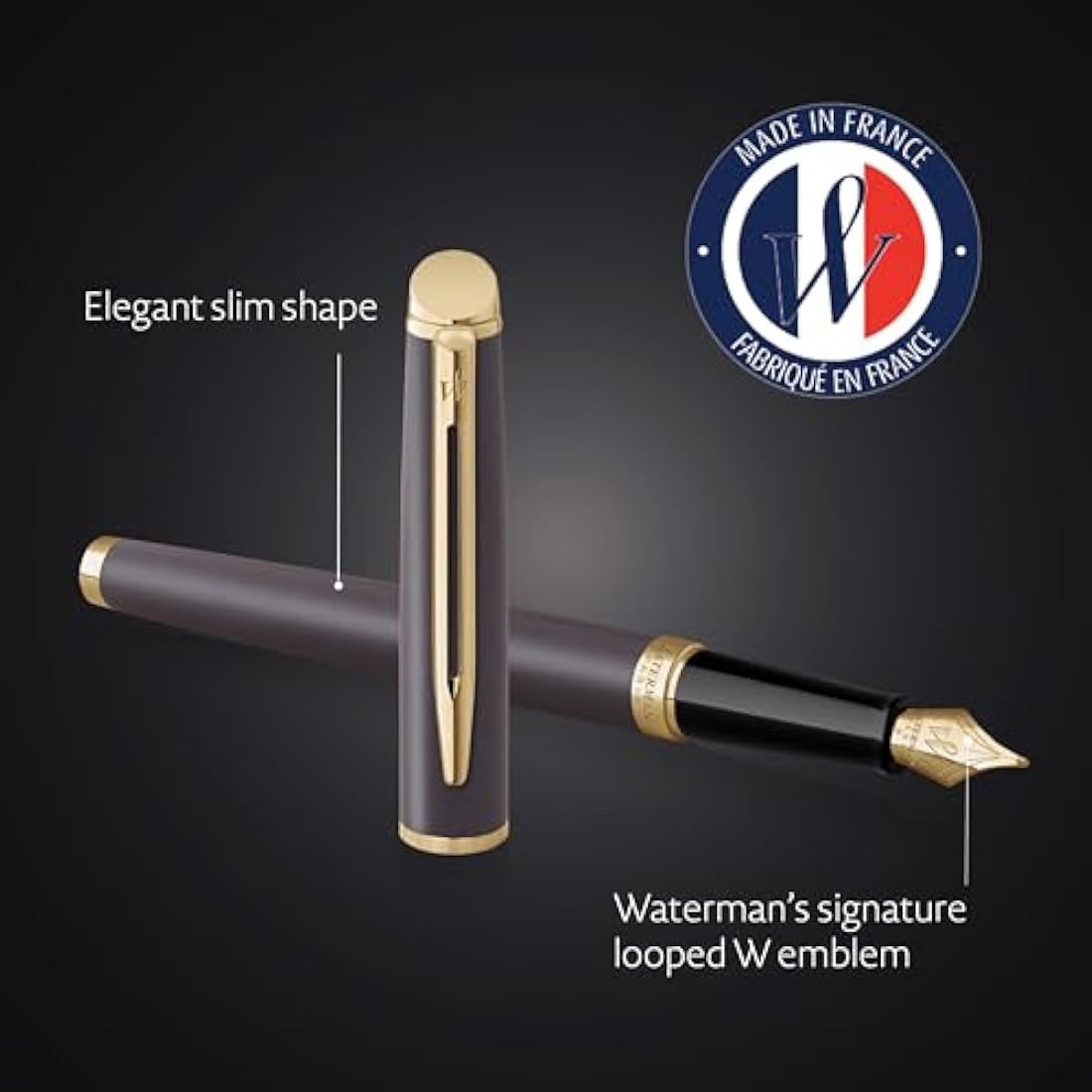 Waterman Hémisphère Fountain Pen | Lava Black (The Understated Edit Collection) | Medium Nib with Blue Ink | Gift Box