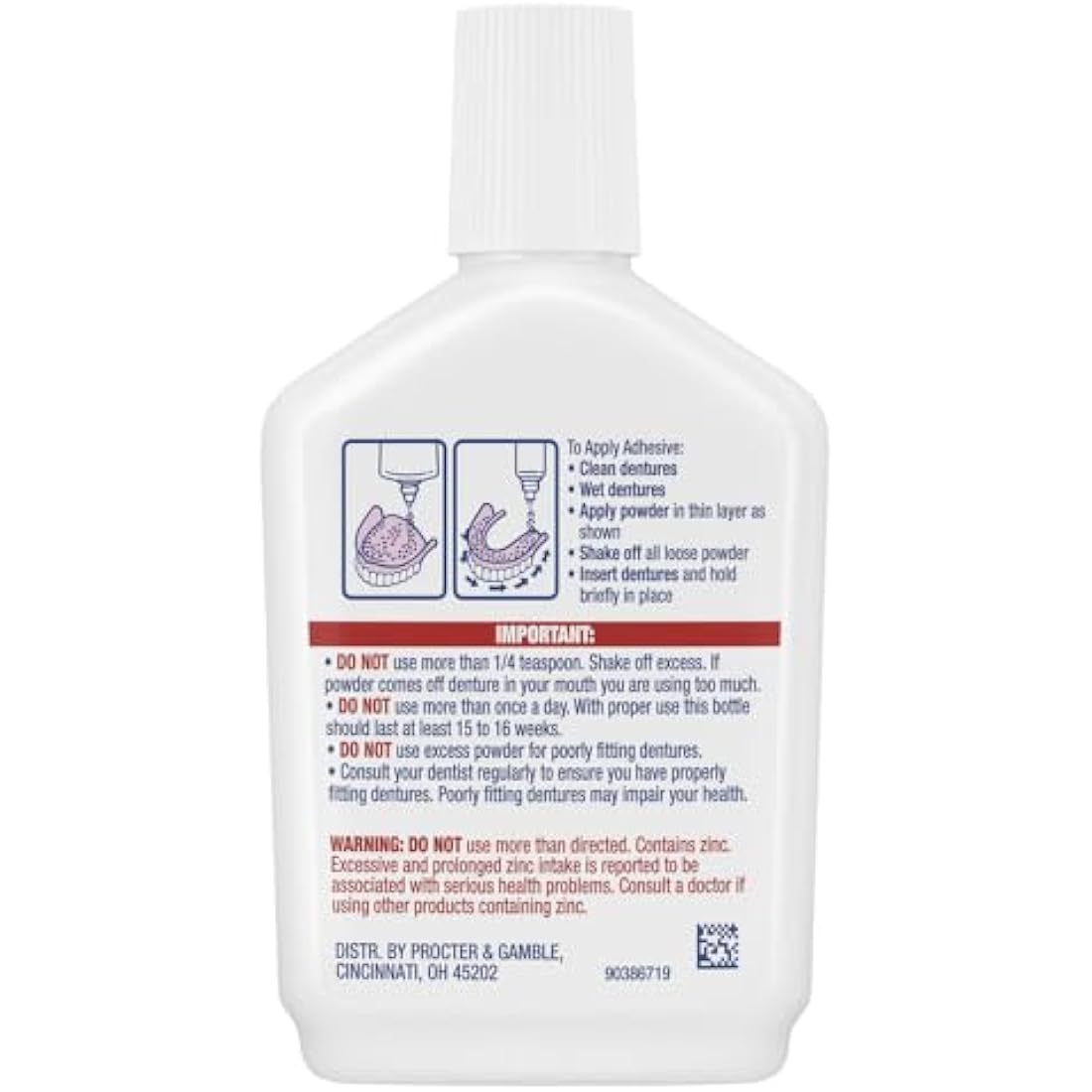 Fixodent Extra Hold Denture Adhesive Powder 2.7 Oz (Pack of 4)