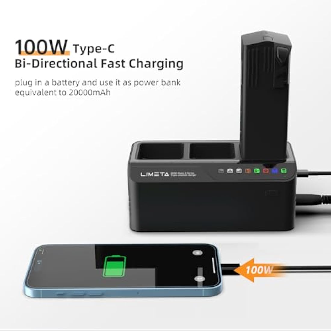 LIMETA Mavic 3/3 pro 200W Intelligent DJI Battery Charger Three-Channel Parallel Fast USB Charging Hub for DJI RC Pro Plus/RC Pro/RC/N1/Classic Remote Controller (MC336)