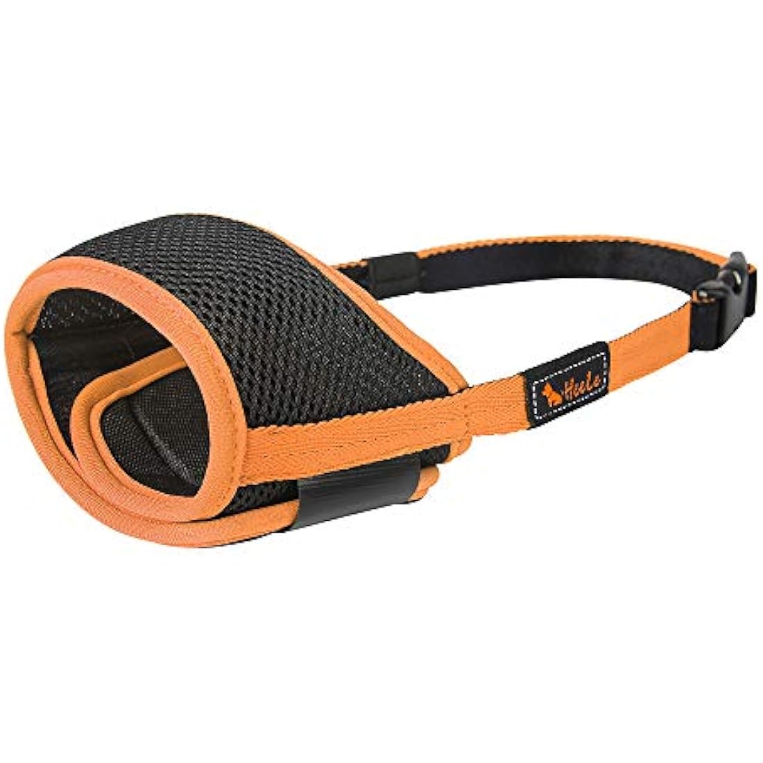 HEELE Dog Muzzle with Adjustable Straps Dog Muzzles to Prevent Biting Barking and Accidental Eating Muzzle for Small Dog (Black-Orange, S)