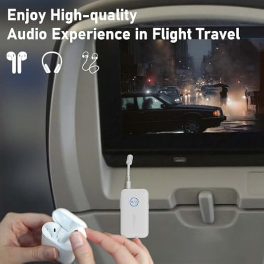 YMOO Bluetooth 5.3 Transmitter Receiver for TV to 2 Wireless Headphones, 3.5mm Jack in-Flight Bluetooth Audio Adapter for Airplane, Dual Link AptX Adaptive/Low Latency/HD Audio for Home Stereo/PC/Gym