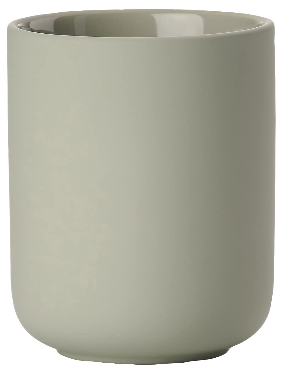 Zone Denmark Ume Stoneware/Ceramic Toothbrush Holder, Beautiful & Practical Bathroom Accessories, Diameter 8.3 cm, Height 10.3 cm, Eucalyptus Green