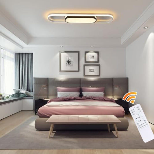 Oninio LED Ceiling Lights 80cm Modern Ceiling Lamp Dimmable Ceiling Light with Remote Control Linear Ceiling Lights for Living Room Kitchen Dining Room Bedroom (Black)