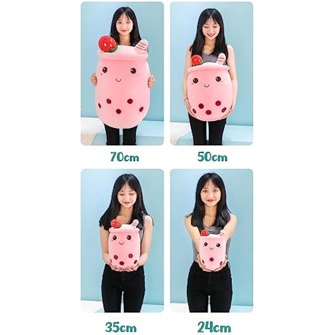 Bubble Tea Plush Boba Stuffed Animal Soft Toys Cute Boba Pillow Plushies Gifts for Kids Adults (Pink, 35cm)